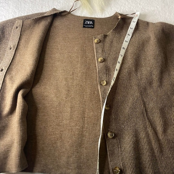 Zara Brown Button-Up Ribbed Jacket - Picture 6 of 10